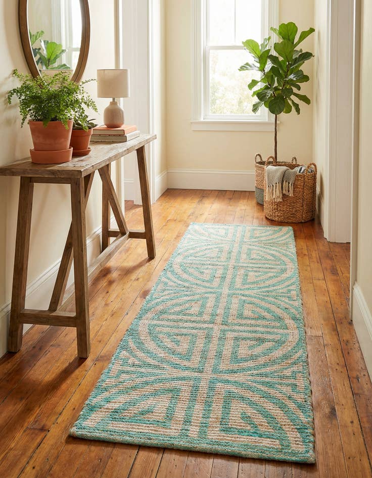 Detail image of 2' 2 x 6' 1  Hand Woven Chenille Jute Runner Rug