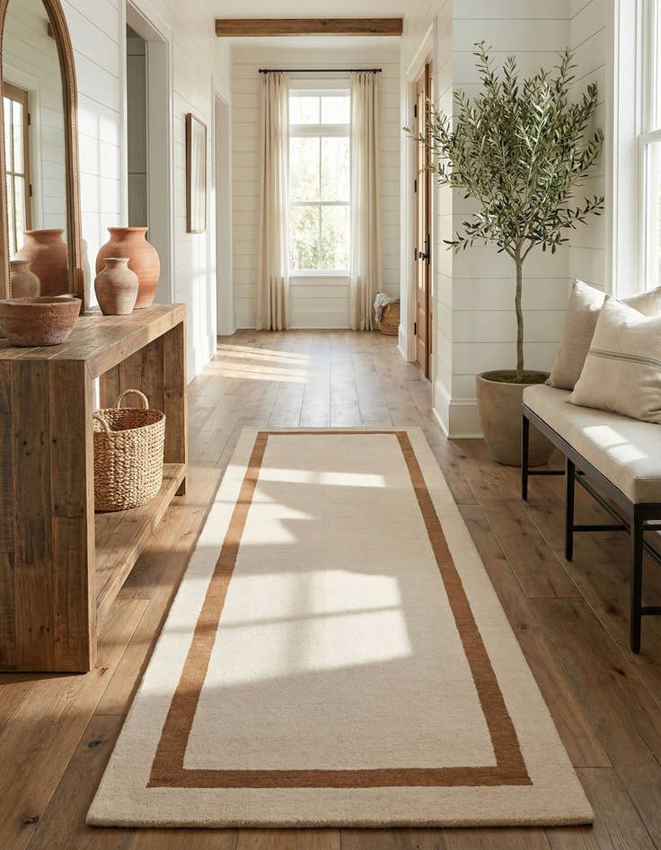 Detail image of 3' 3 x 10' Jill Zarin Border Wool Runner Rug