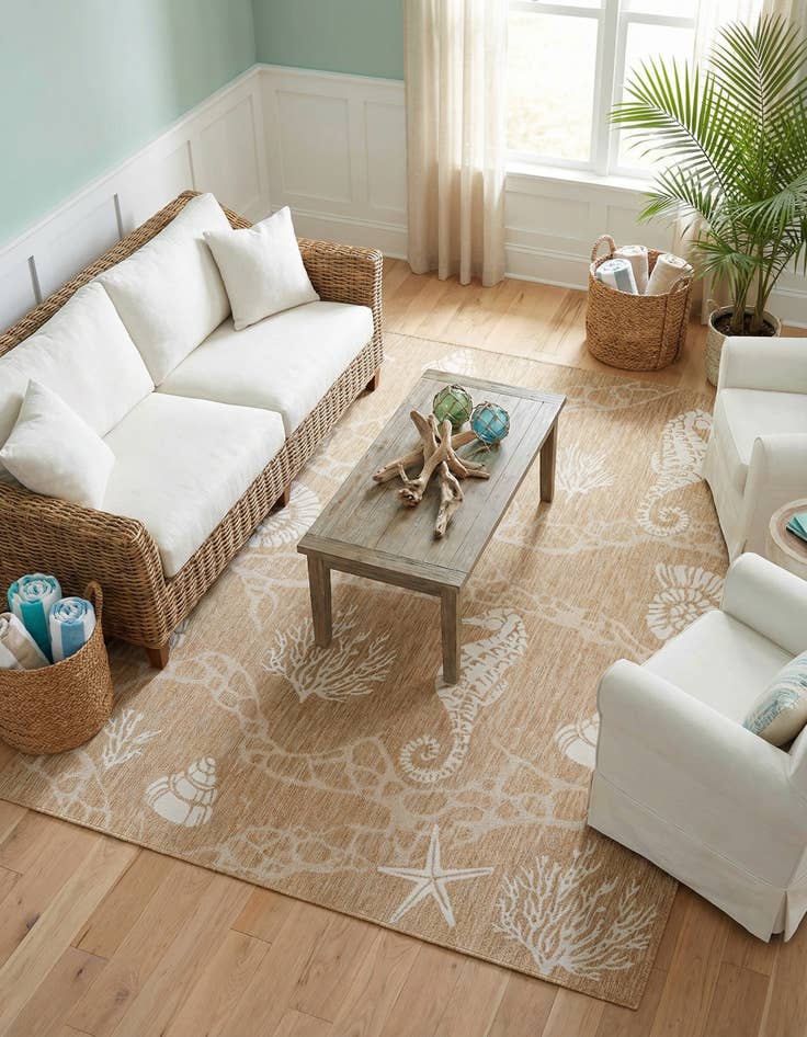 Detail image of 7' 10 x 10'  Washable Coastal Indoor / Outdoor Rug