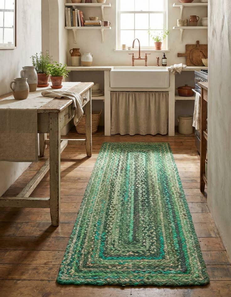 Detail image of 2' 6 x 6' 1 Handmade Braided Chindi Runner Rug