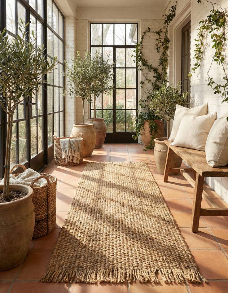 Detail image of 2' 7 x 6' 1 Hand Woven Chunky Jute Runner Rug