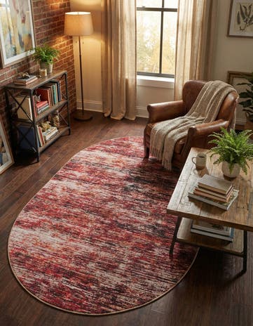 Rust Red Asha Oval Rug
