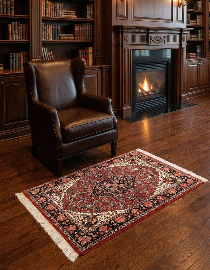 Detail image of 3' 3 x 4' 9 Bidjar With Silk Rug