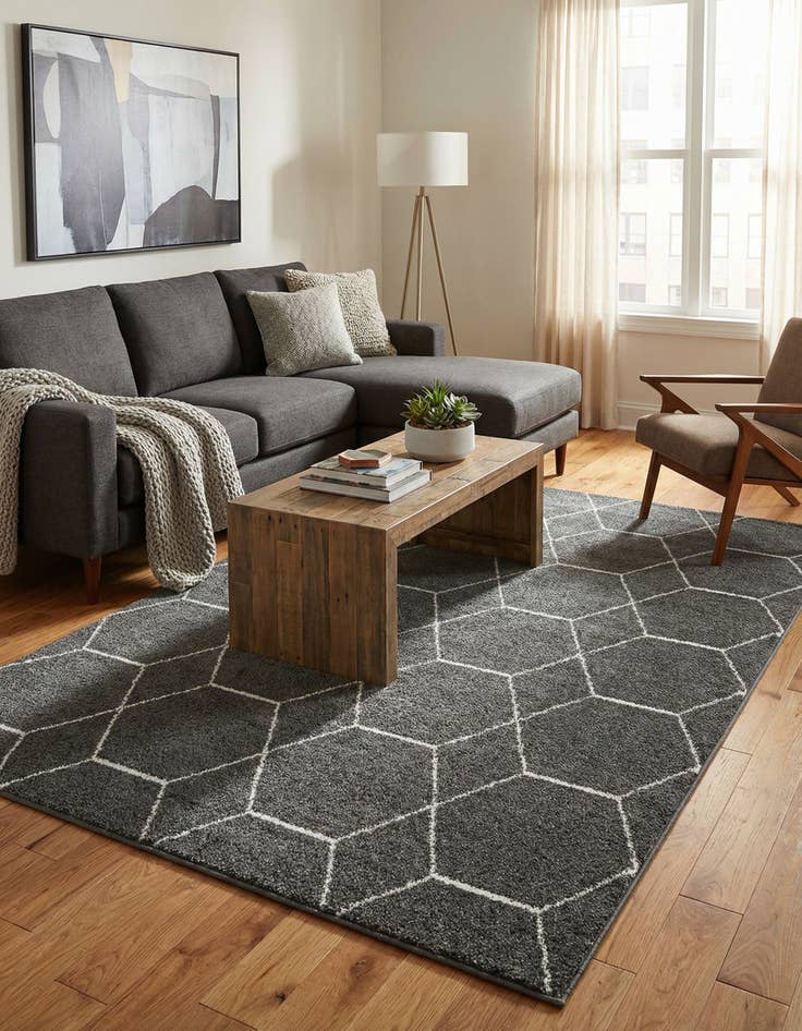 Detail image of 6' x 9' Lattice Frieze Rug