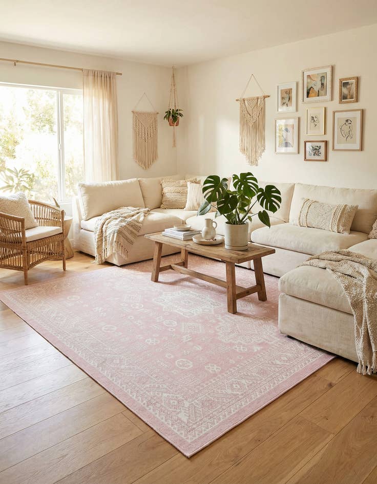 Detail image of 7' 10 x 7' 10 Washable Aztec Indoor / Outdoor Square Rug