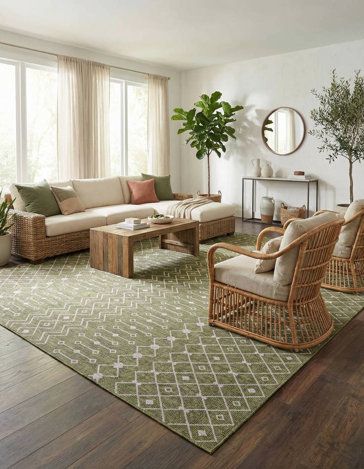Detail image of 13' x 13' Washable Lattice Indoor / Outdoor Square Rug