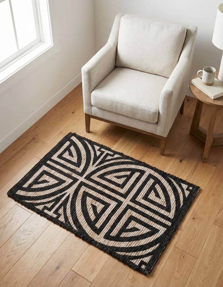 Detail image of 2' x 3' 1 Hand Woven Chenille Jute Rug