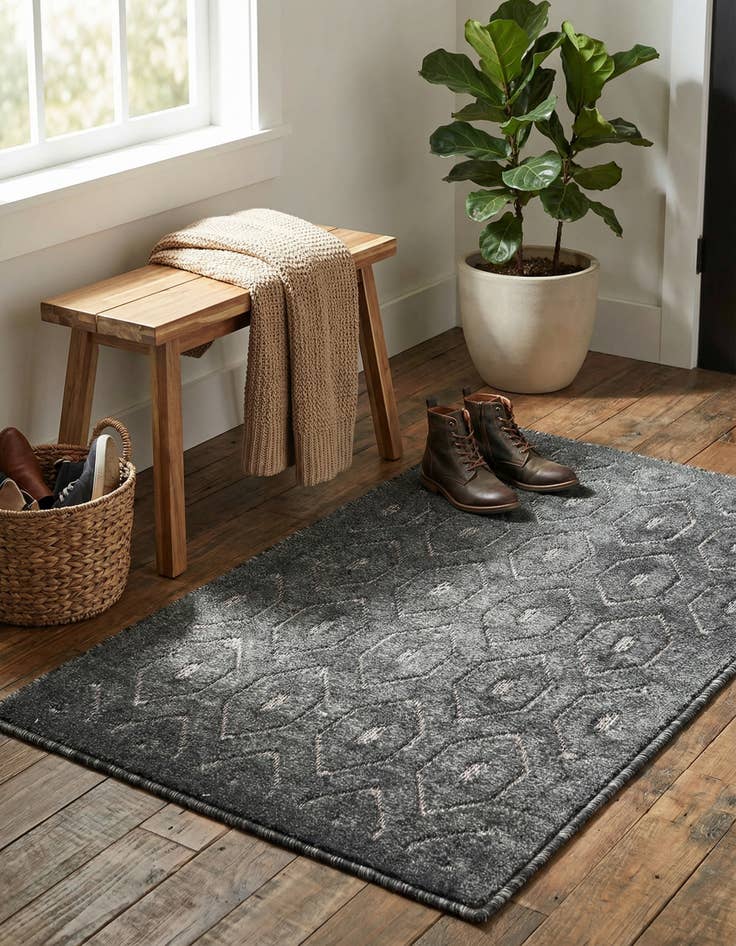 Detail image of 2' x 3'  Washable Trellis Textured Indoor / Outdoor Rug