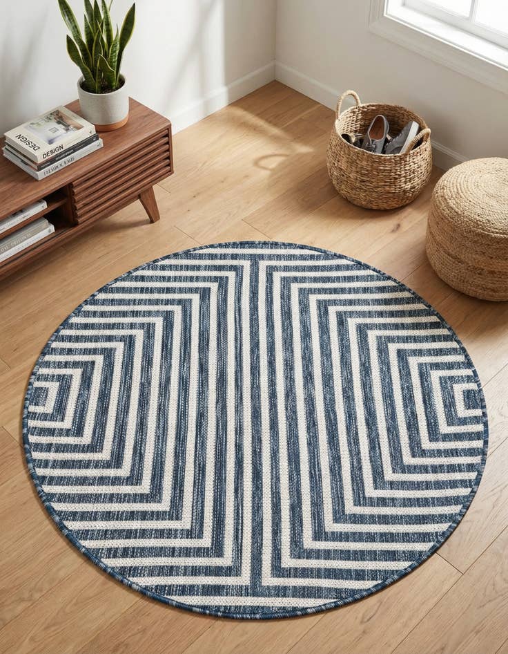 Detail image of 3' x 3' Easy-Clean Modern Indoor / Outdoor Round Rug