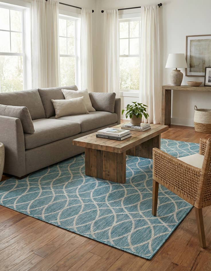 Detail image of 4' x 6'  Washable Trellis Indoor / Outdoor Rug