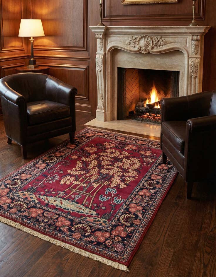 Detail image of 3' 7 x 5' 1 Kashan Wool Rug