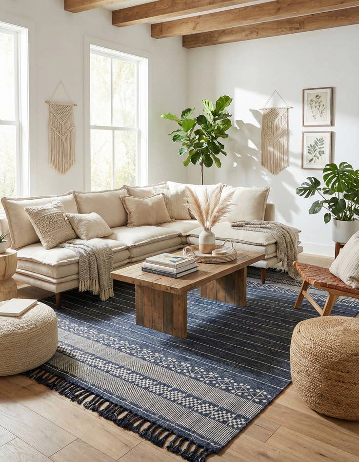 Detail image of 10' x 14' 1  Washable Eco Bohemian Indoor / Outdoor Rug