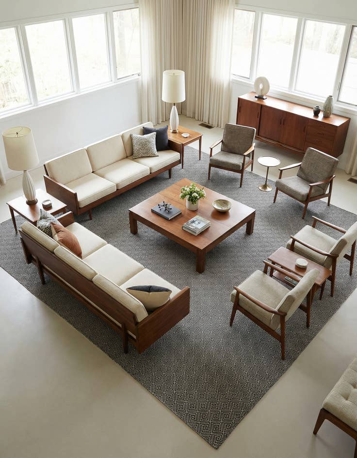 Detail image of 10' x 10' Hand Woven Geo Trellis Flatweave Square Rug