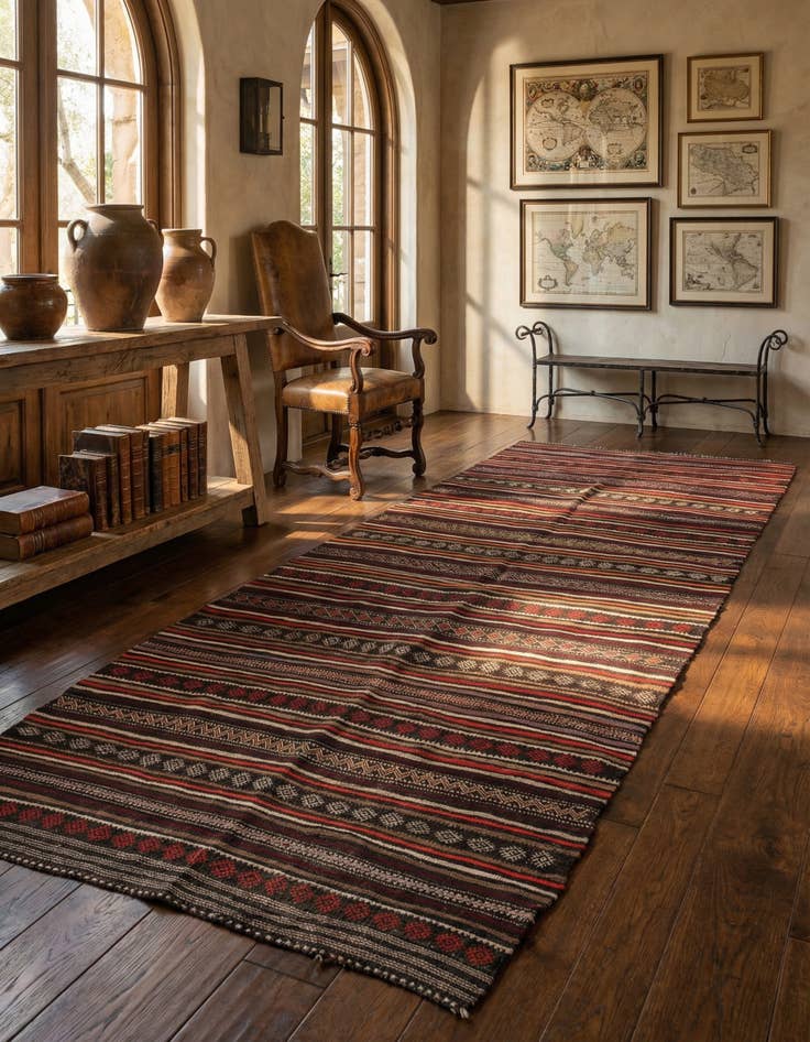 Detail image of 5' 9 x 12' 1 Hand Woven Kilim Fars Wool Runner Rug