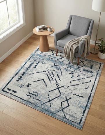 Ivory Gray Kamala Washable Square Rug