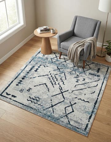 Ivory Gray Kamala Washable Square Rug