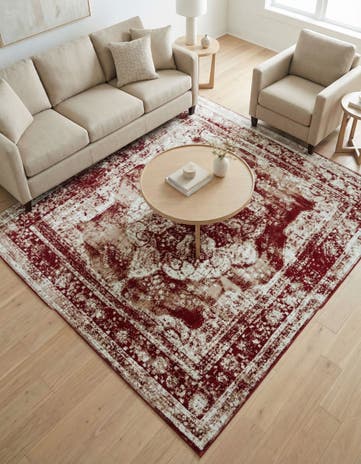 Burgundy Monaco Square Rug