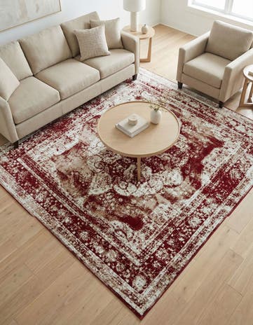 Burgundy Monaco Square Rug