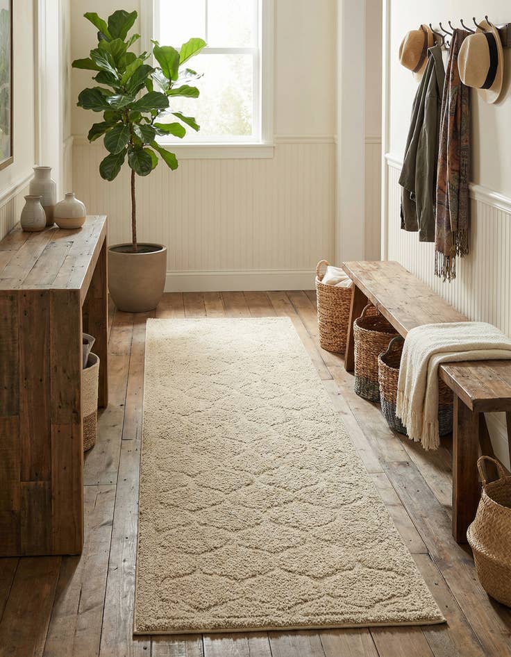 Detail image of 2' 7 x 10' Trellis Shag Runner Rug