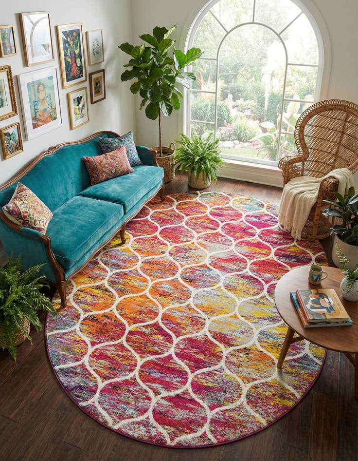 Detail image of 7' 10 x 10' Lattice Frieze Oval Rug