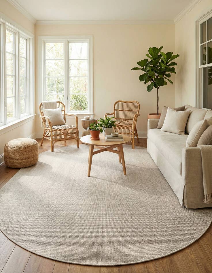 Detail image of  7' 10 x 10'  Washable Solid Indoor / Outdoor Oval Rug