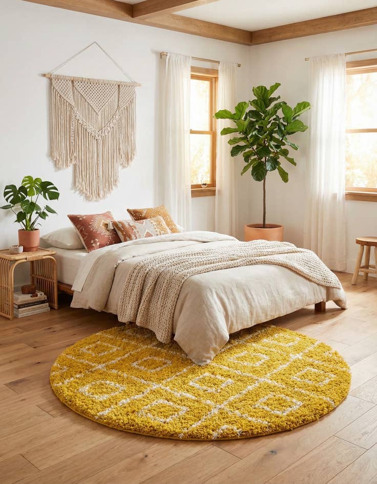 Detail image of 5' 3 x 5' 3 Lattice Shag Round Rug