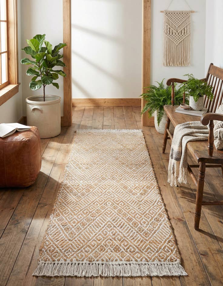 Detail image of 2' x 5' 1  Hand Braided Jute Runner Rug