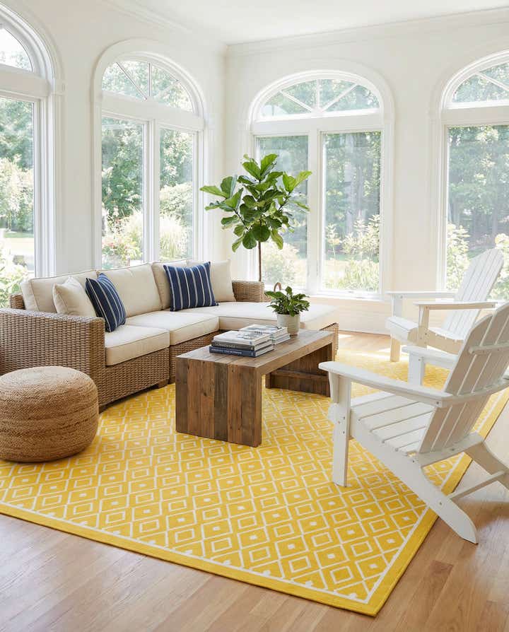 9' x 12' Easy-Clean Lattice Indoor / Outdoor Rug