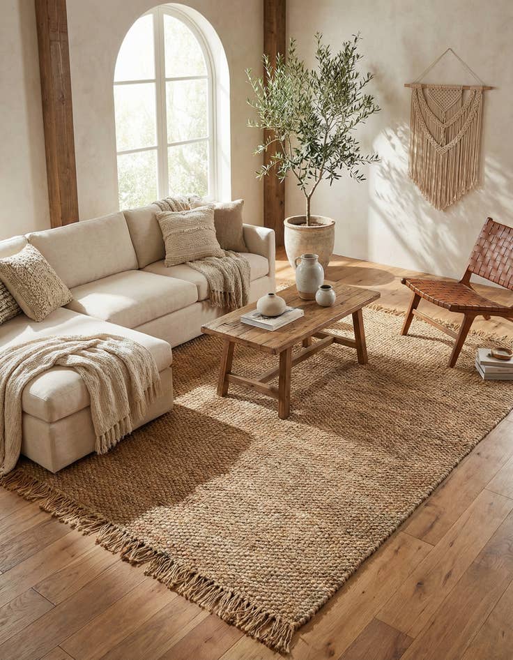 Detail image of 7' 1 x 10' Hand Woven Chunky Jute Rug