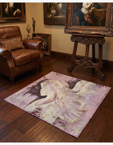 3' 4 x 3' 8 Hand Knotted Ultra Vintage Persian Wool Square Rug