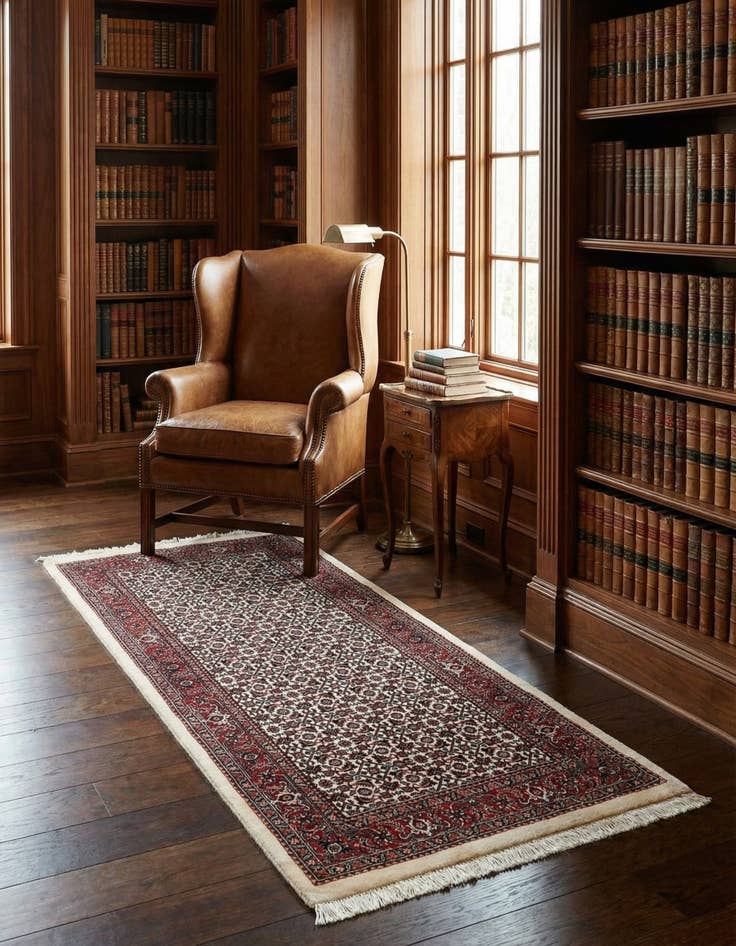 Detail image of 2' 4 x 4' 10 Bidjar With Silk Runner Rug