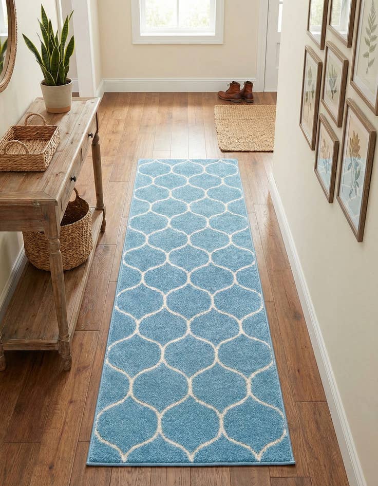 Detail image of 2' x 6' Lattice Frieze Runner Rug