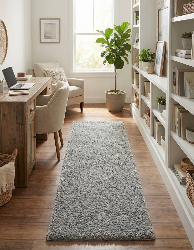 Detail image of  2' 7 x 10' Solid Shag Runner Rug