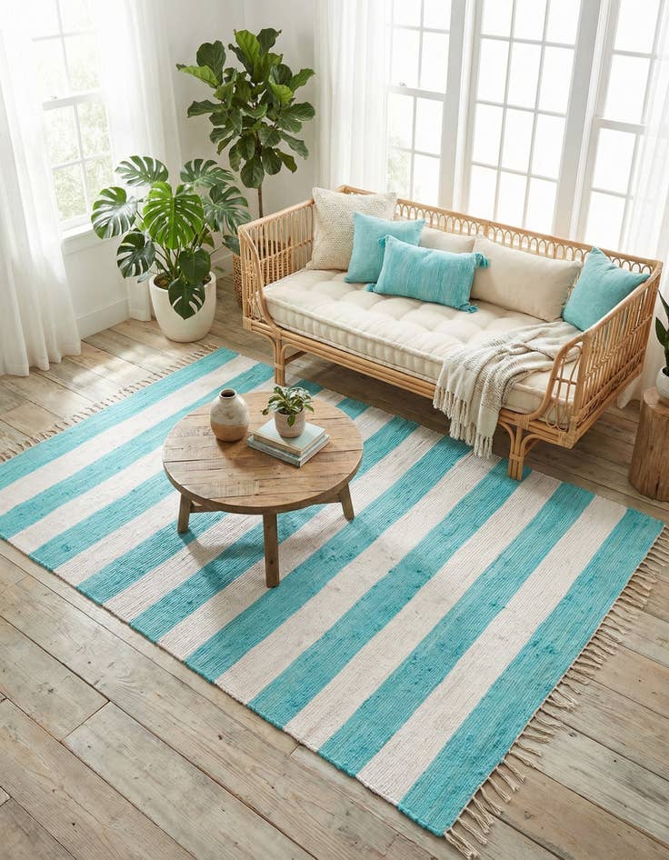 Detail image of 6' 1 x 9' Hand Woven Chindi Rag Rug