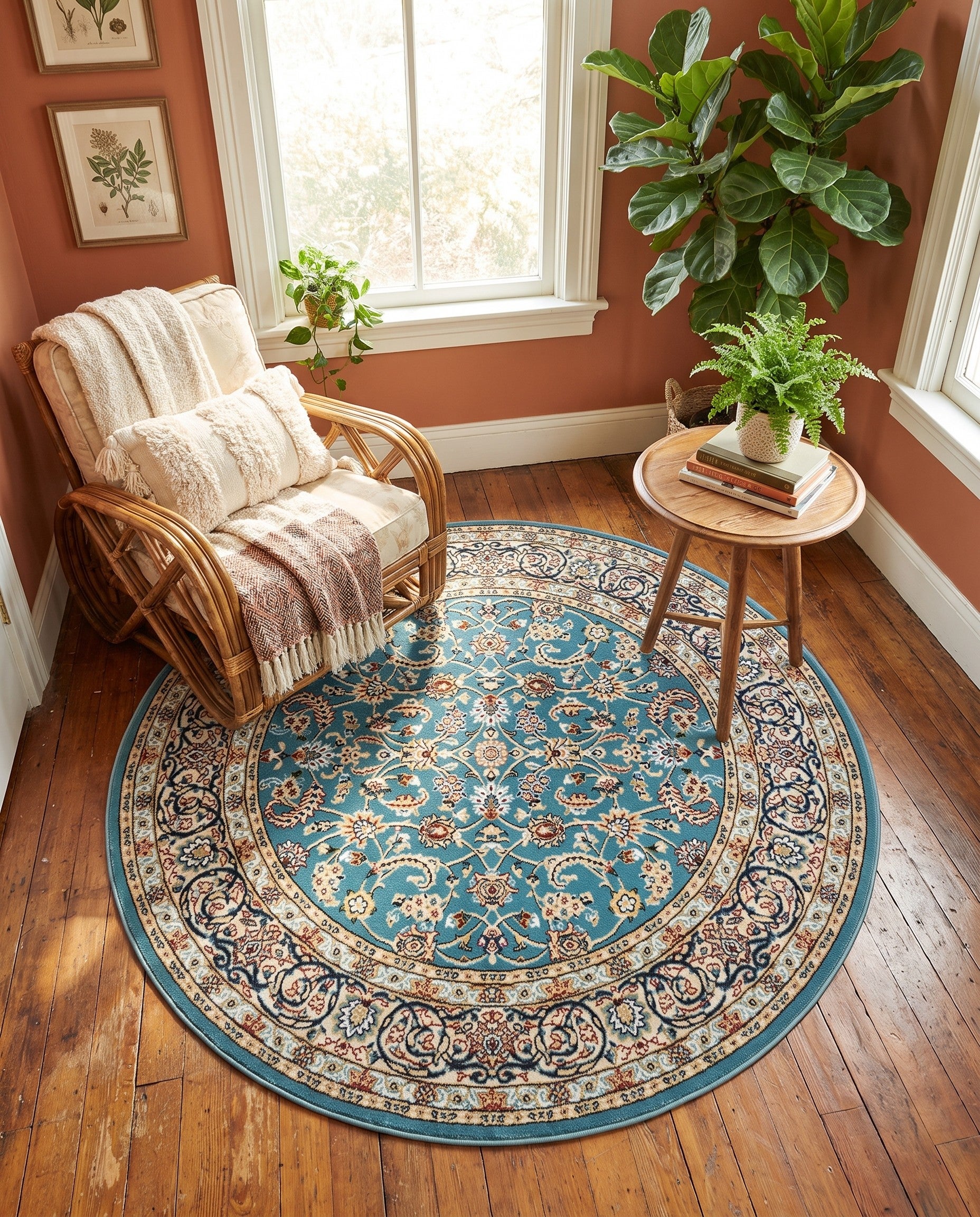 5' 3 x 5' 3 Nain Design Round Rug