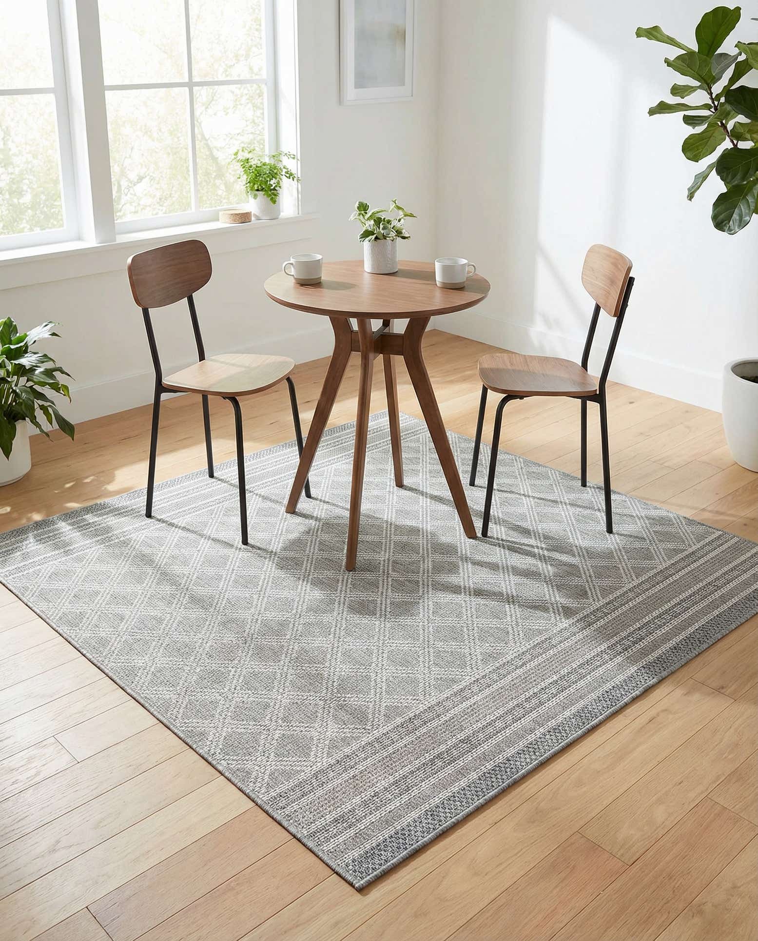 5' 1 x 5' 1 Easy-Clean Trellis Indoor / Outdoor Square Rug