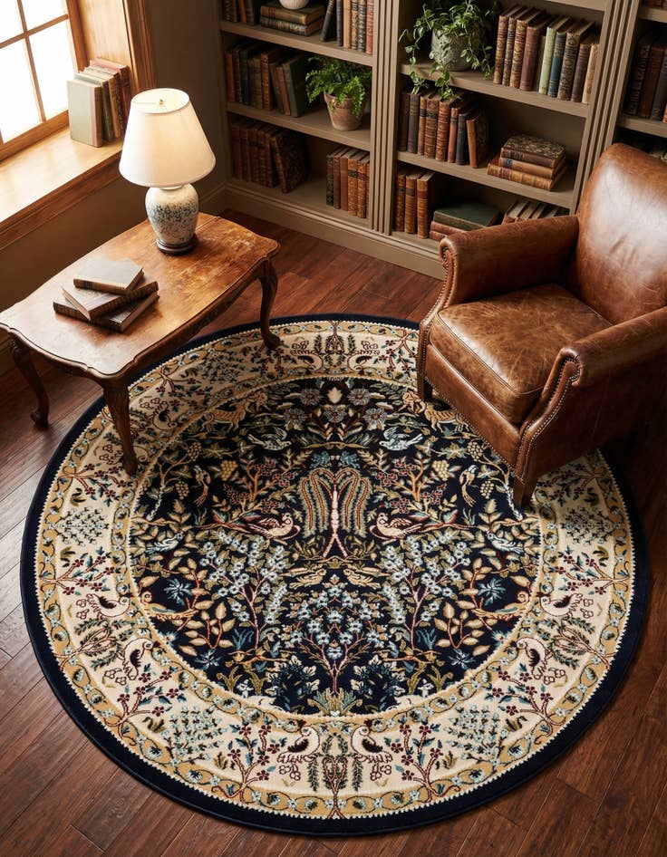 Detail image of 5' 3 x 5' 3 Nain Design Round Rug