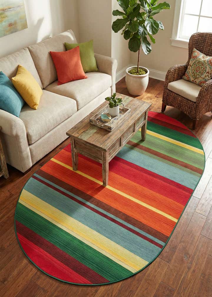 5' 3 x 8' Easy-Clean Modern Indoor / Outdoor Oval Rug
