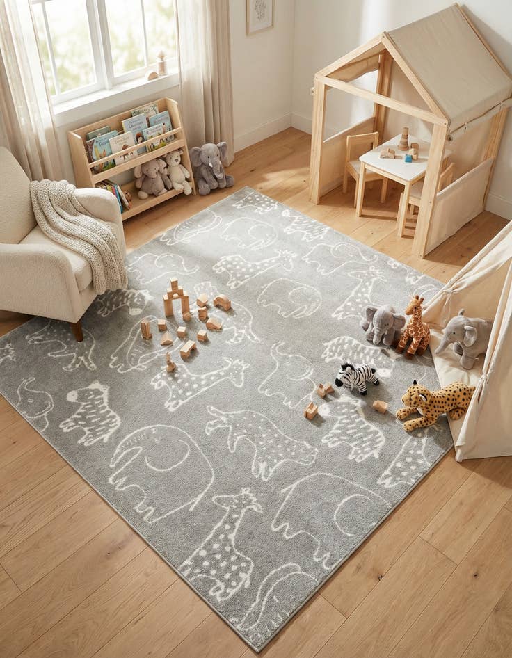 Detail image of 7' 10 x 7' 10 Whimsy Kids Square Rug