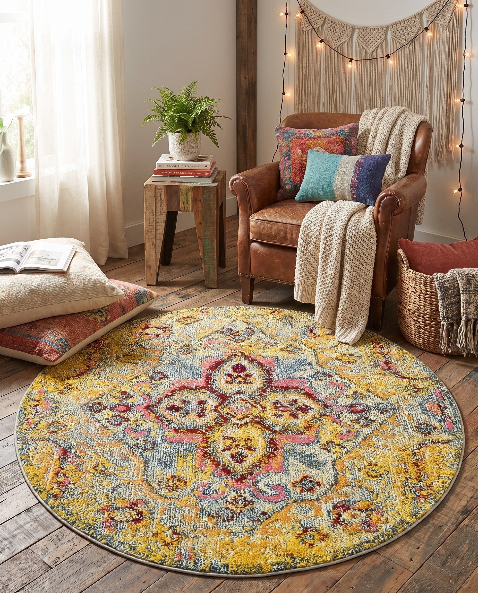 4' x 4' Washable Carnevale Round Rug