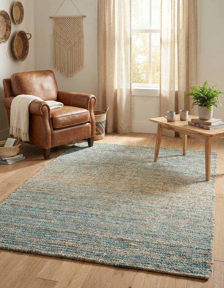 Detail image of 4' 1 x 6' 1 Hand Woven Chenille Jute Rug