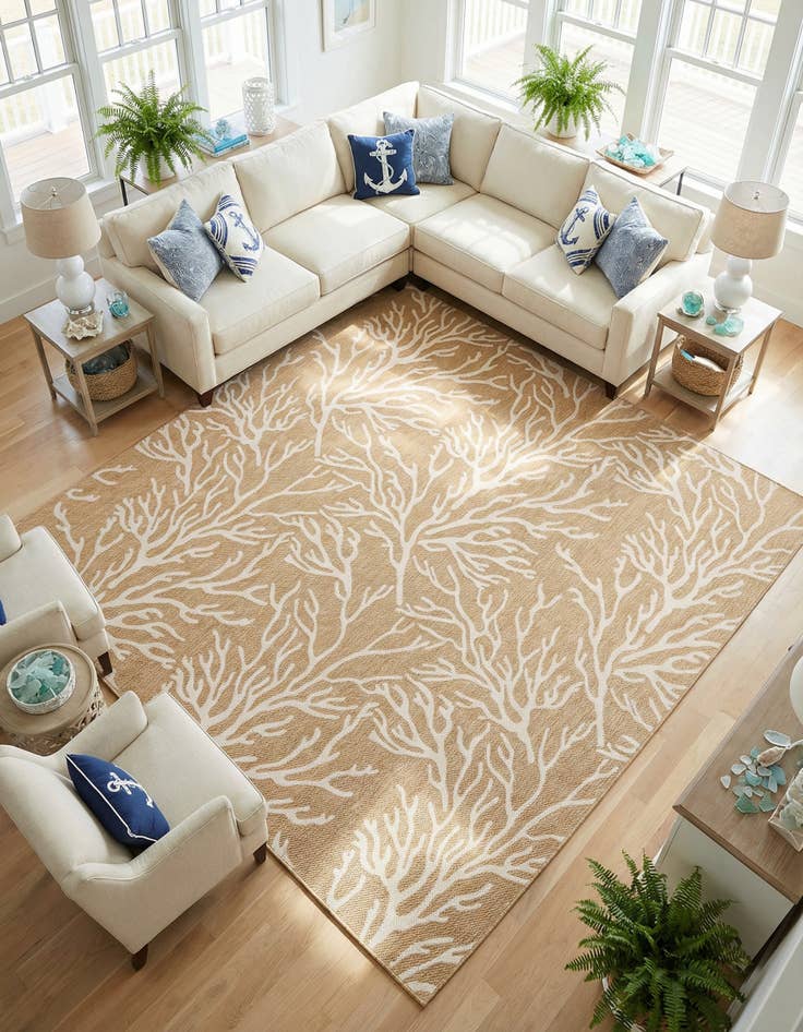 Detail image of 10' x 10' Washable Coastal Indoor / Outdoor Square Rug