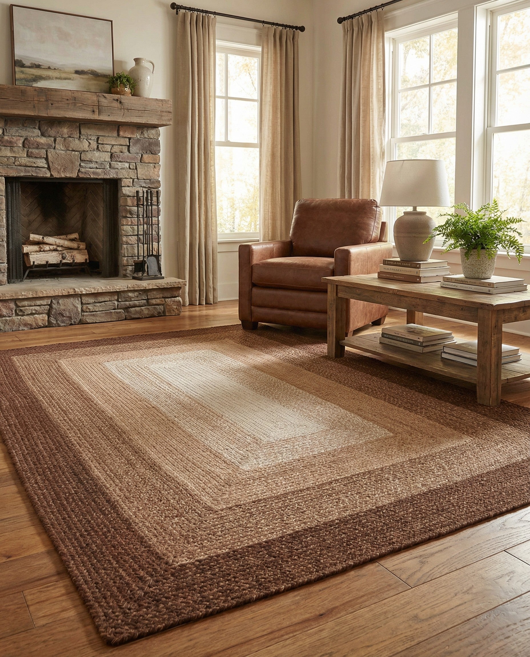 5' 1 x 8' Hand Braided Wool Rug