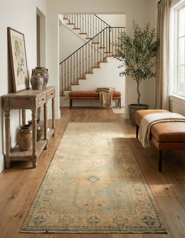 Detail image of 2' 9 x 8' 6 Hand Knotted Oushak Wool Runner Rug