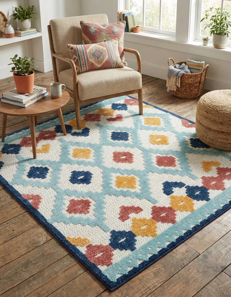 Detail image of 5' 3 x 5' 3  Washable Belize Indoor / Outdoor Square Rug