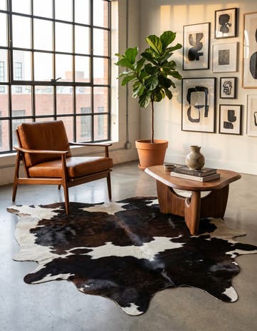 5' x 5' 2 Cowhide Leather Square Rug