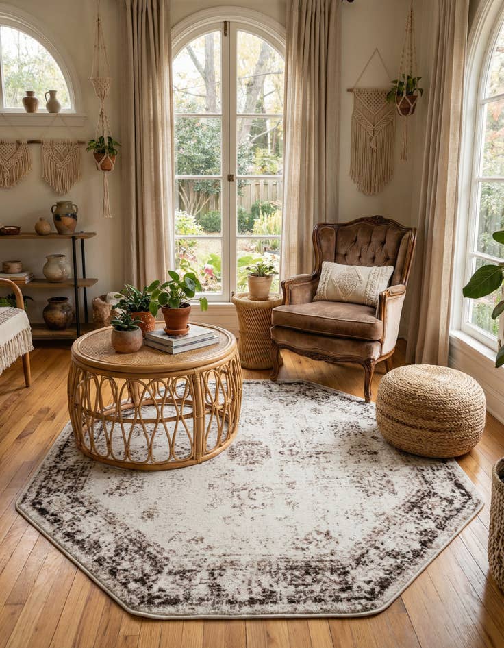 Detail image of 5' 3 x 5' 3 Monaco Octagon Rug