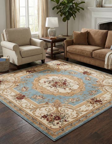 Light Blue Chateau Square Rug