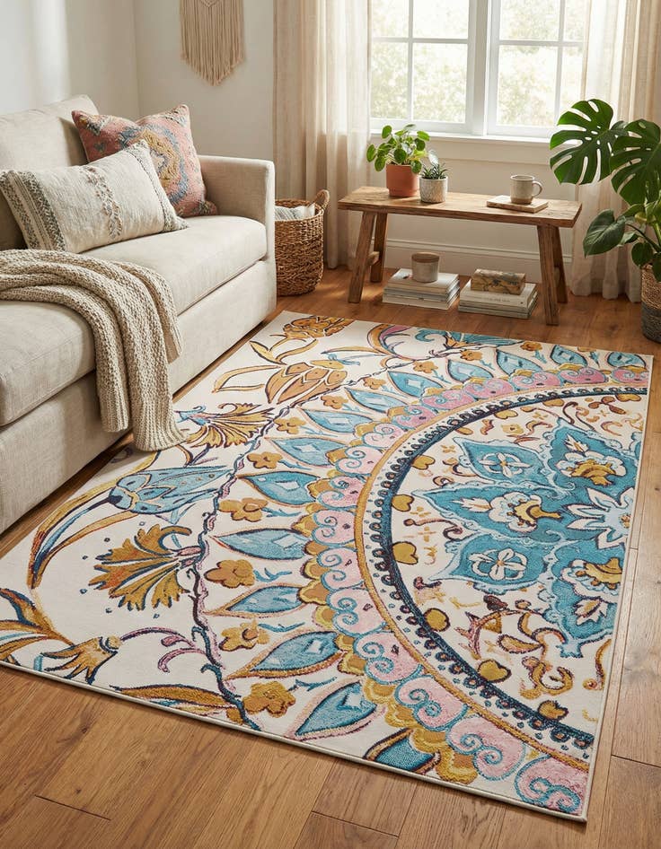 Detail image of 5' x 8' Washable Traditional Indoor / Outdoor Rug