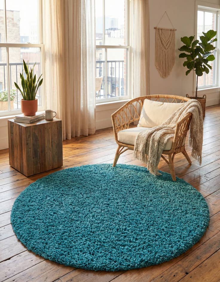 Detail image of 7' x 7' Solid Shag Round Rug